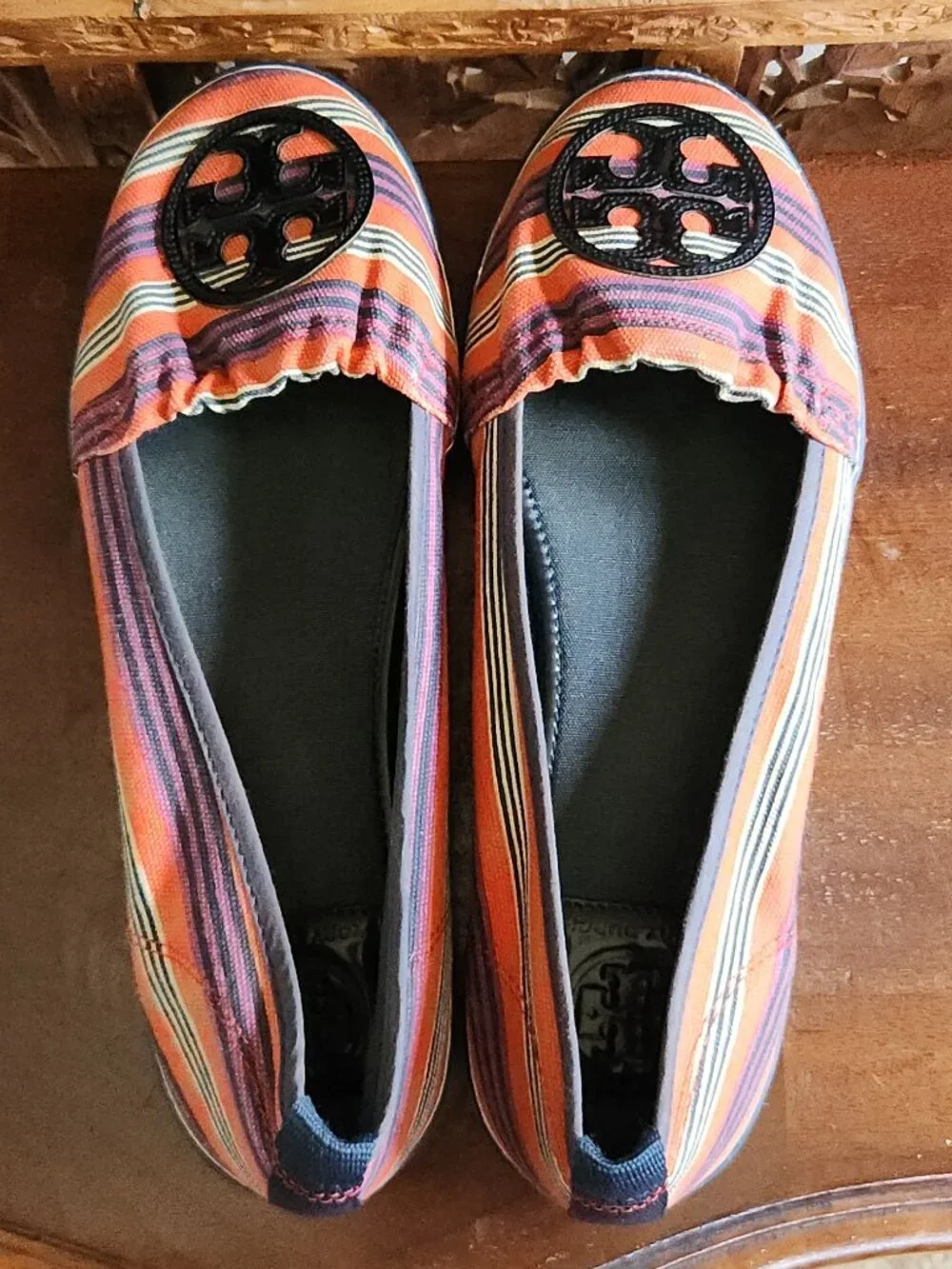 Tory Burch Raymond Canvas Striped Flats - Slip On